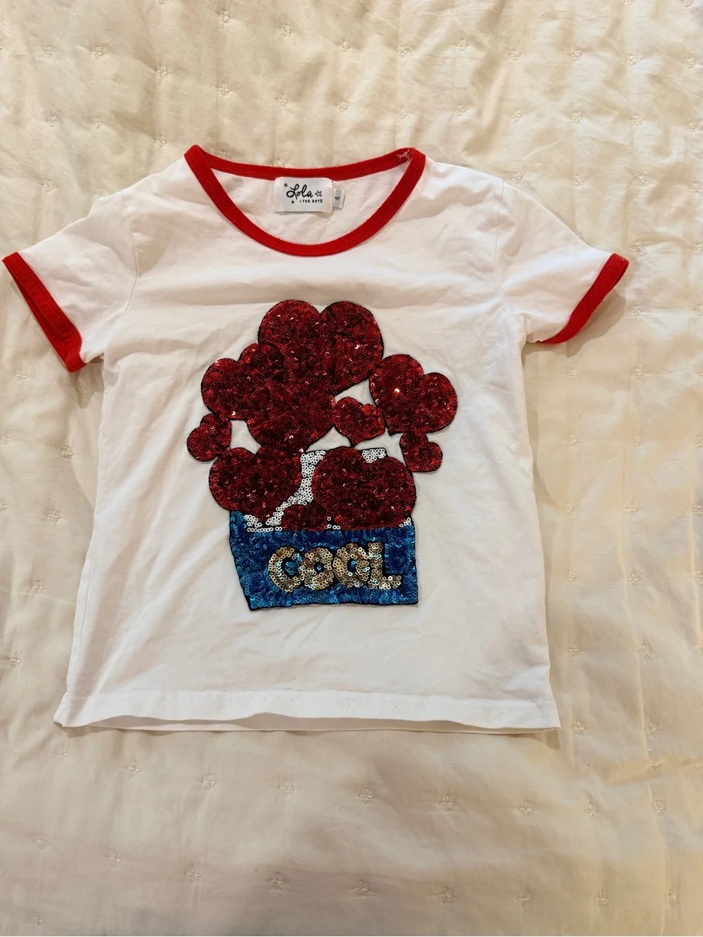 Lola & The Boys Little Girls’ Heart Sequin Shirt Size 4